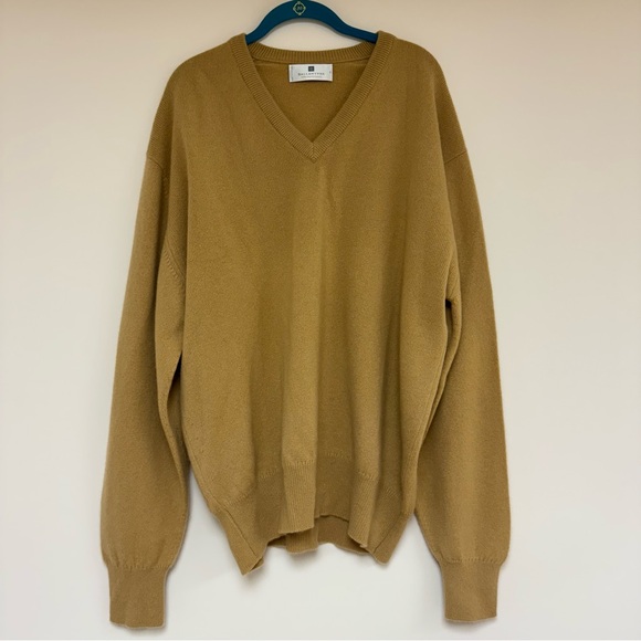 Cashmere Ballantyne Camel Tan V-Neck Sweater Scotland XL - Picture 4 of 15